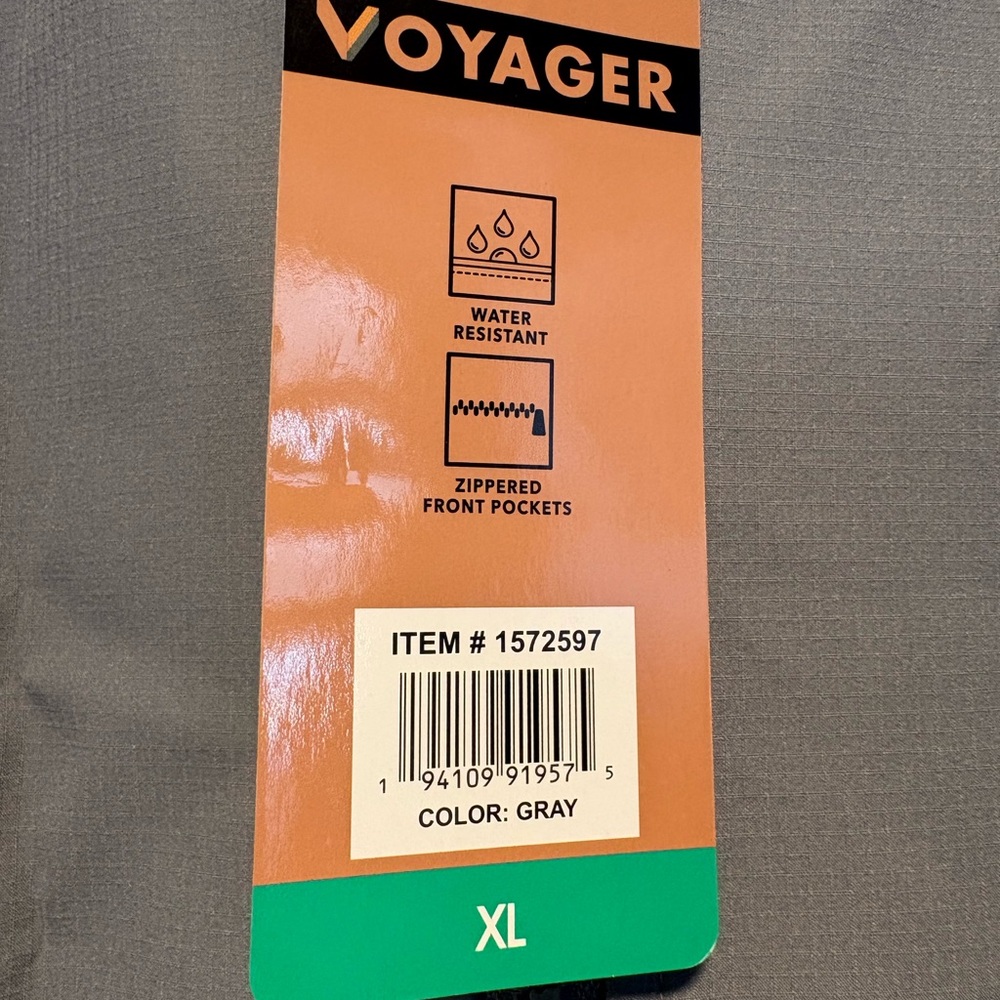 Voyager Gray Water Resistant Full Zip Jacket With Zip Pockets Size XL NWT - Picture 5 of 8